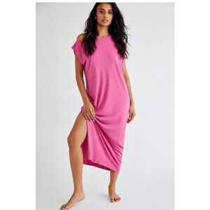 FREE PEOPLE FP BEACH Pink Long Dress w/ Pockets Size XS